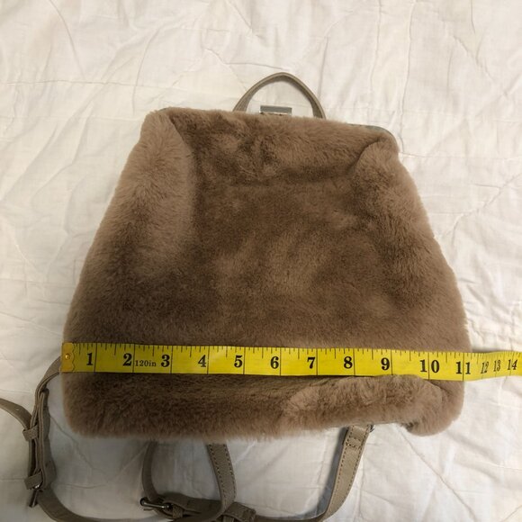 Enzo Angiolini Mink Taupe Pink Elegant Faux Fur Backpack Purse Bag - Picture 7 of 9
